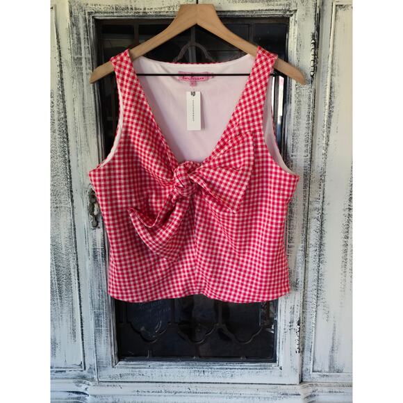 Eva Franco Gingham Bow Top - New - Size XL - Picture 5 of 5